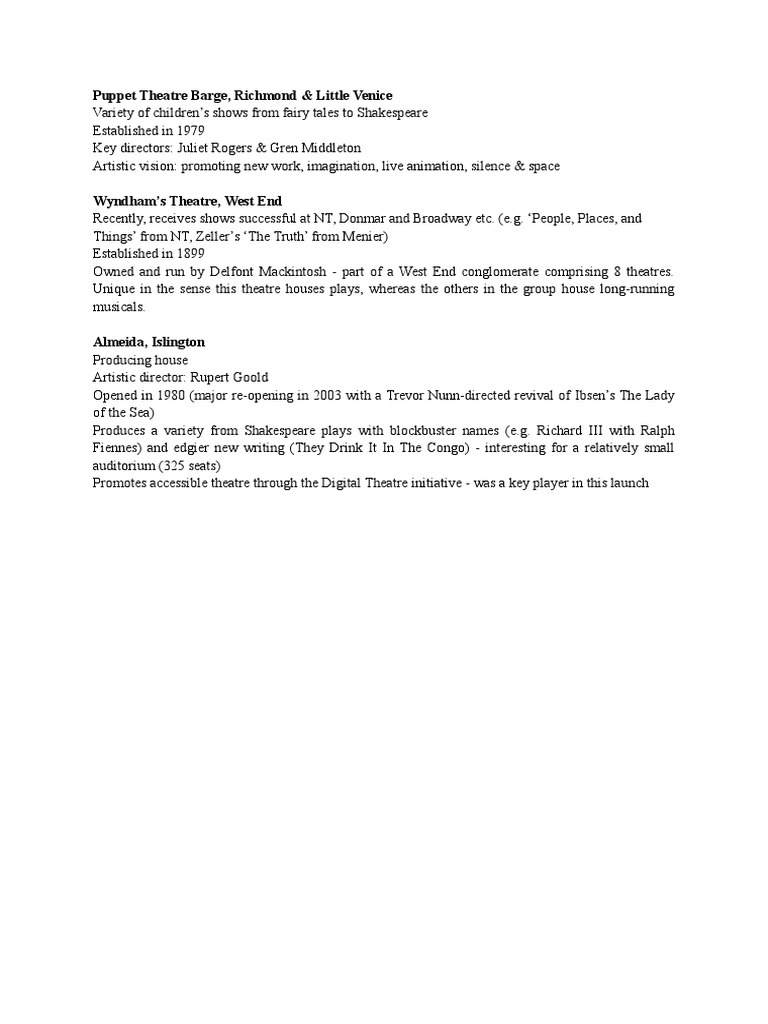 Puppet Theatre Barge, Richmond & Little Venice PDF Oral Literature