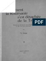 Nicolae Iorga-Comment La Roumanie S'est Détachée de La Triplice-D'Après Les Documents Austro-Hongrois Et Des Souvenirs Personnels