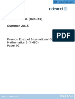 Mark Scheme (Results) Summer 2015: Pearson Edexcel International GCSE Mathematics B (4MB0) Paper 02