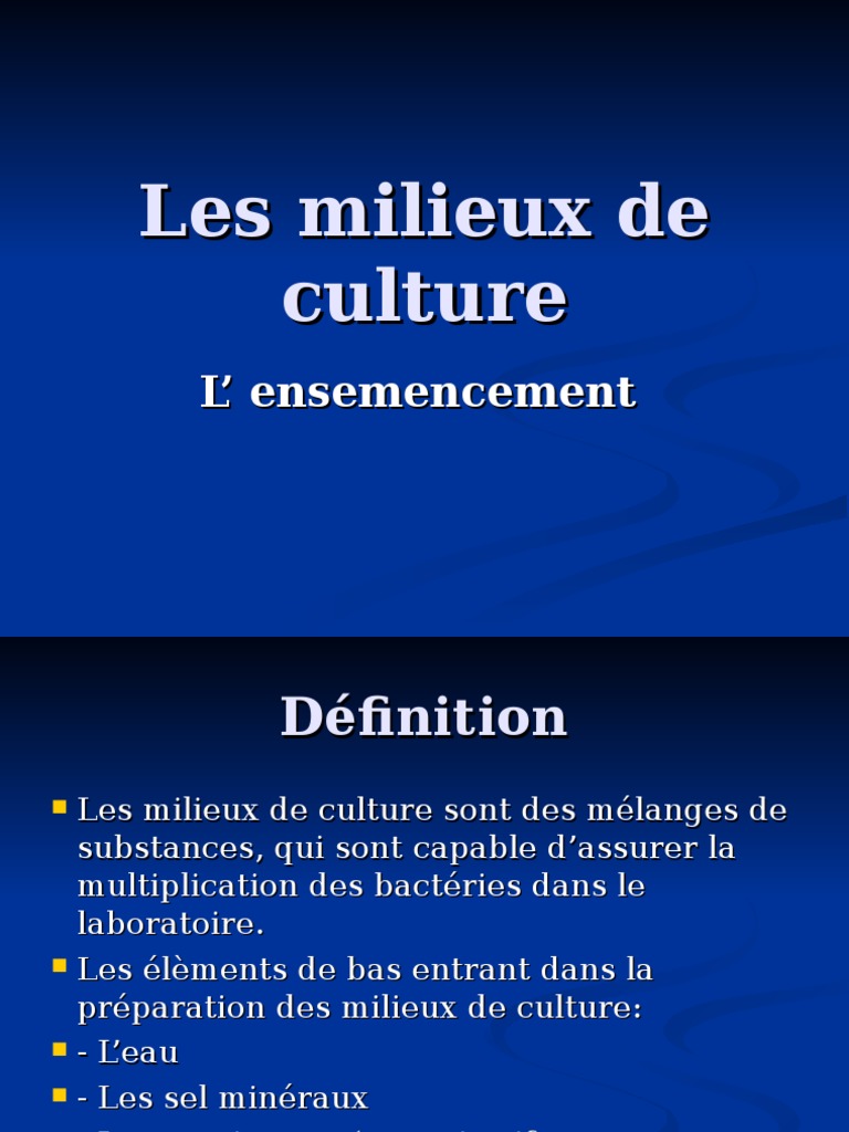 An2 Microbiologie TP Les Milieux de Culture | Télécharger gratuitement