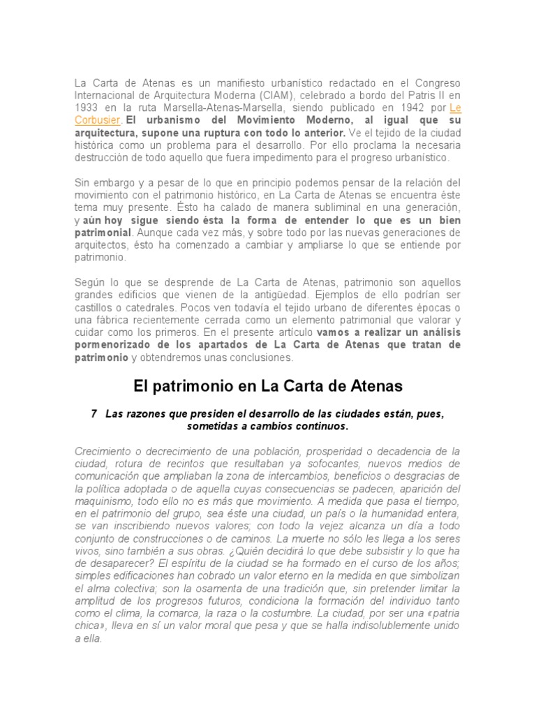 La Carta de Atenas  Bienes (Ley)  Urbanismo
