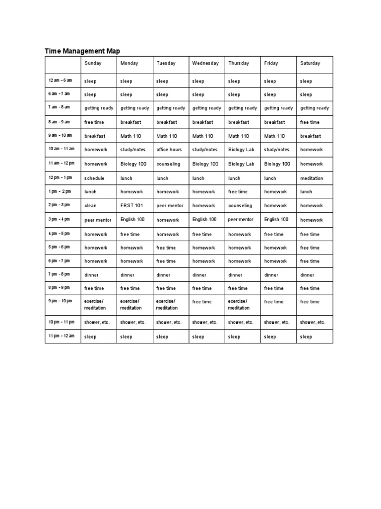 Weekly Time Management Schedule | PDF