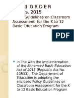 DO 8 S. 2016 Policy Guidelines On Classroom Assessment For The K To 12