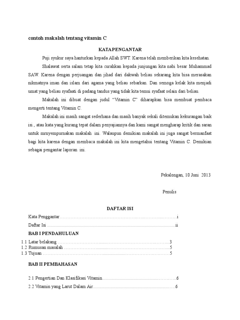 Contoh Makalah Tentang Vitamin C