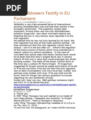 Whistleblowers Testify In Eu Parliament Of Liquidity Irish - 
