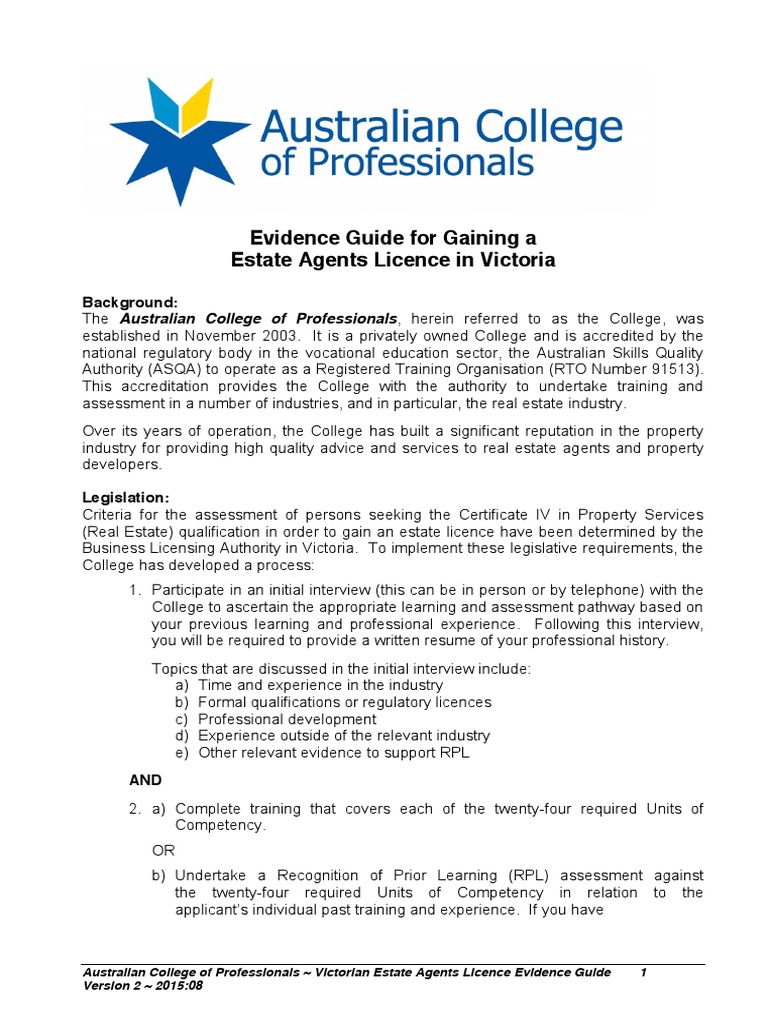 Victorian Evidence Guide - Real Estate | PDF | Debits And Credits | Lease