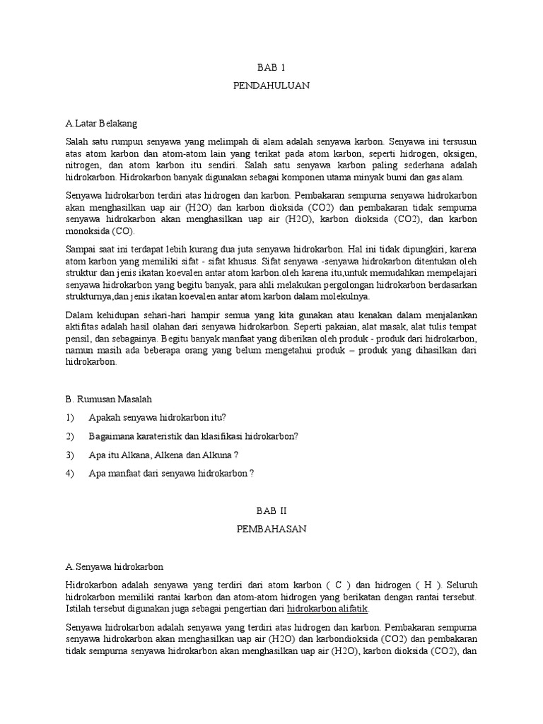 BAB 1 Makalah Senyawa Hidrokarbon PDF