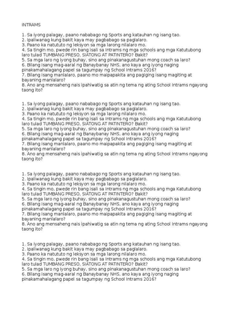 Intrams Pageant Questions | PDF