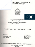 Status of Secondary Education in Udhampur District By:- Ranjita Manhas