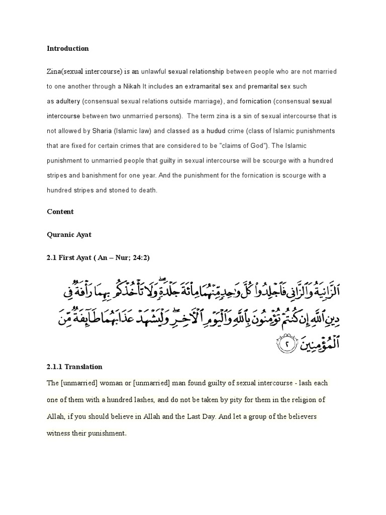 Zina Islamic Punishment Explained PDF Adultery Religious Ethics