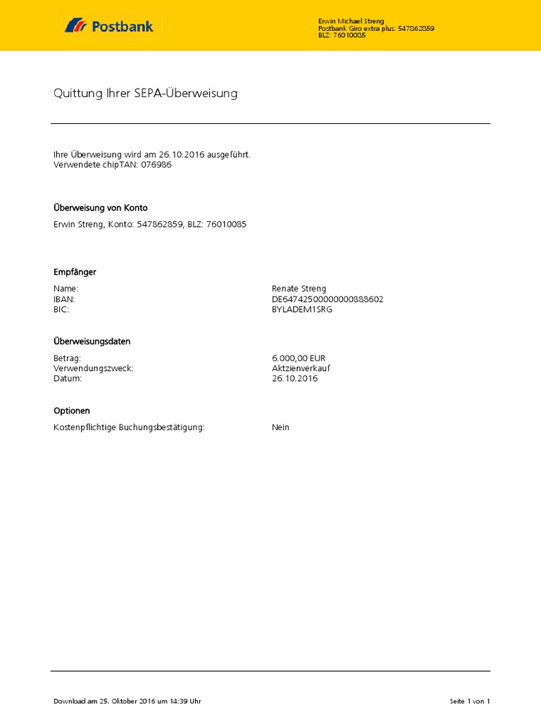 Pb Uberweisung Ktonr 25 10 16 1437 Pdf