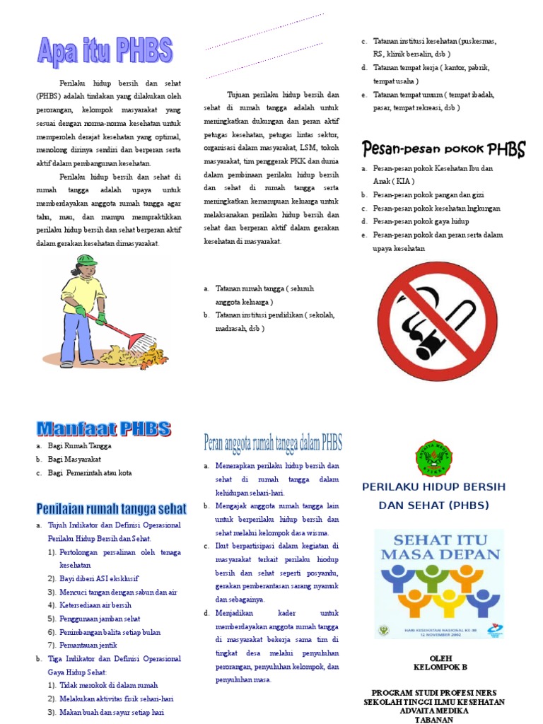 Leaflet PHBS untuk Keluarga dan Masyarakat | PDF | Kesehatan Holistik
