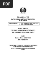 Paper Mata Kuliah Penelitian Kualitatif