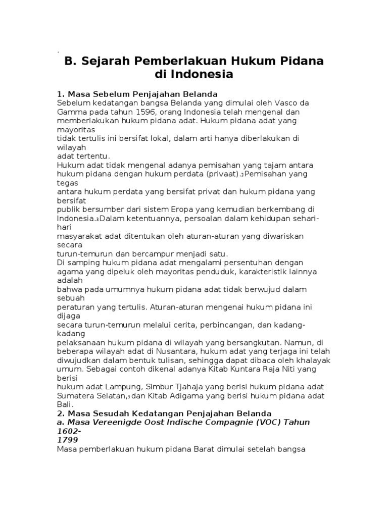 Makalah Sejarah Hukum Pidana Di Indonesia - Seputar Sejarah