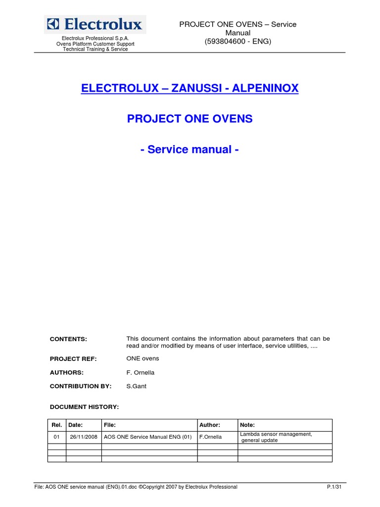 ELECTROLUX USER MANUAL OVEN intelligence overview