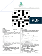 Grade - VII Name: CCA - Competition Topic: Cross - Word Puzzle Roll No: Date: 3-12-16 I. Solve The Following Puzzle