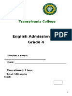 Admission Test Grade 4