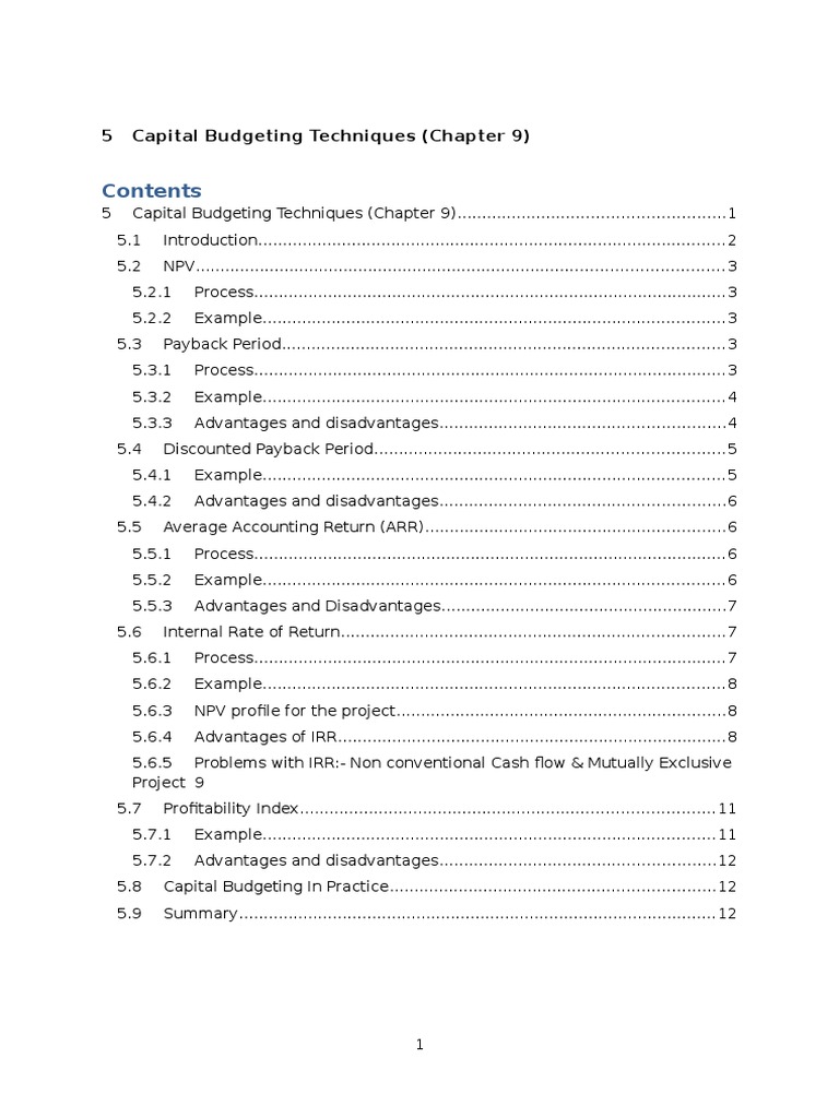Capital Budgeting Techniques | PDF | Capital Budgeting | Internal Rate ...
