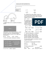 Avaliação de Matemática 8