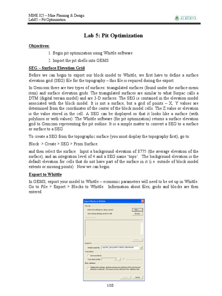 Lab05 - Pit Optimization PDF | PDF