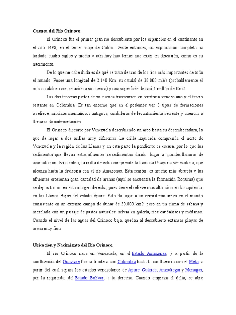 Cuenca Del Río Orinoco | PDF | Zona tropical | Clima