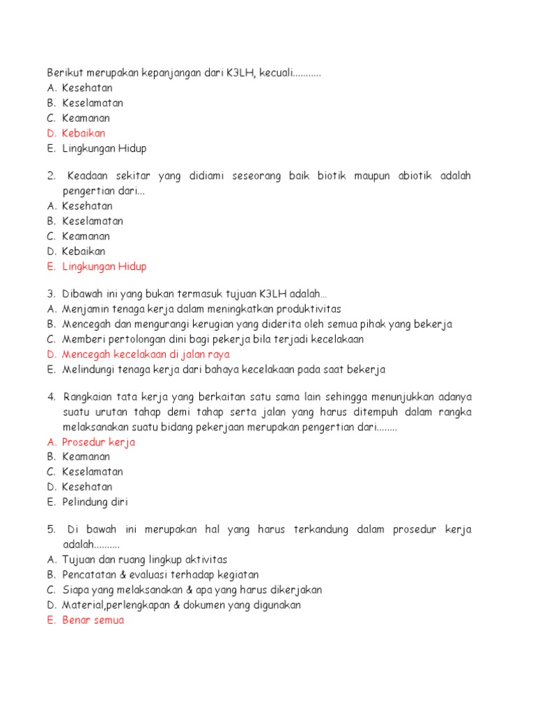 Berikut Merupakan Kepanjangan Dari K3lh