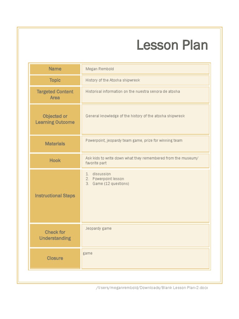 Blank Lesson Plan-2 | PDF | Science & Mathematics