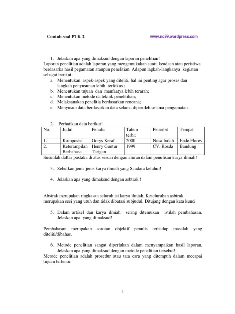 Soal Ptk 1 Pdf