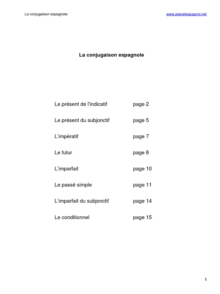 Conjugaison des verbes espagnols | PDF | Verbo | Conjugación gramatical