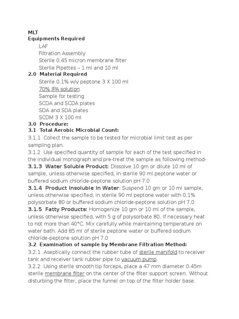 MLT | PDF | Growth Medium | Colony Forming Unit