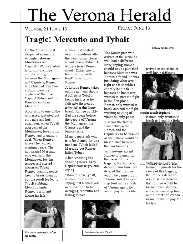 Tragic Duel: Romeo, Tybalt, and Mercutio | PDF | Characters In Romeo ...