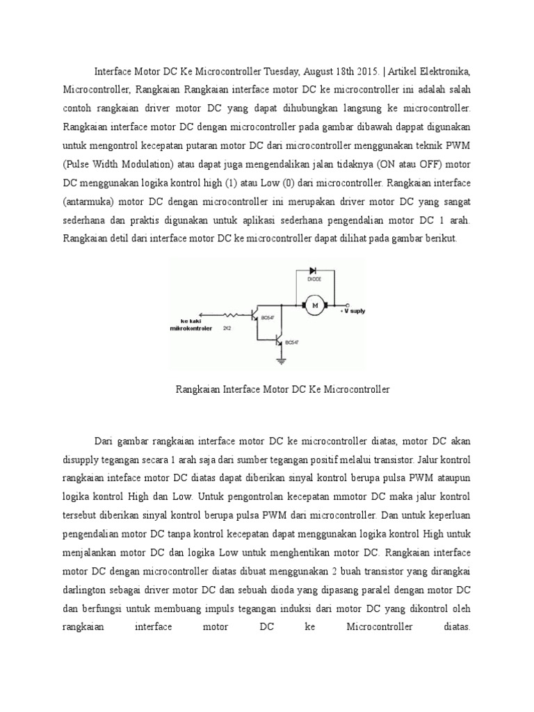 Interface Motor DC Ke Microcontroller Tuesdaydocx