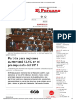 Partida para Regiones Aumentará 13