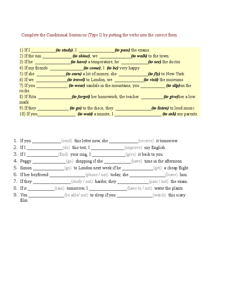Conditional Sentences - Exercises | PDF