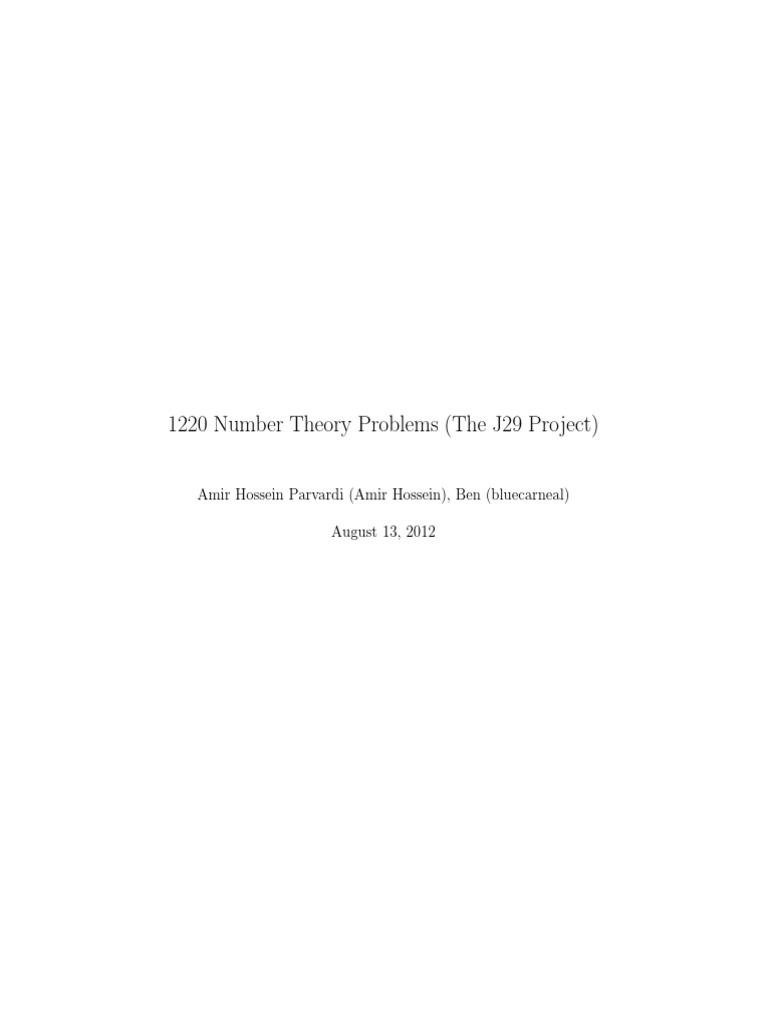 1220 Number Theory Problems - Third Edition | PDF | Integer