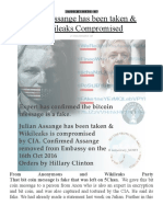 Julian Assange Has Been Taken & Wikileaks Compromised by The CIA