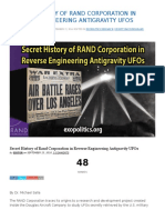 Secret History of Rand Corporation in Reverse Engineering Antigravity Ufos