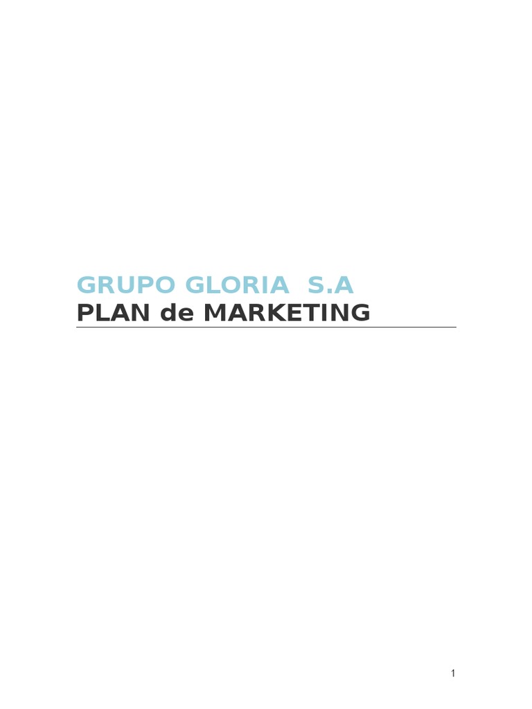 Plan de Marketing Gloria | PDF | Producto (Negocio) | Marketing