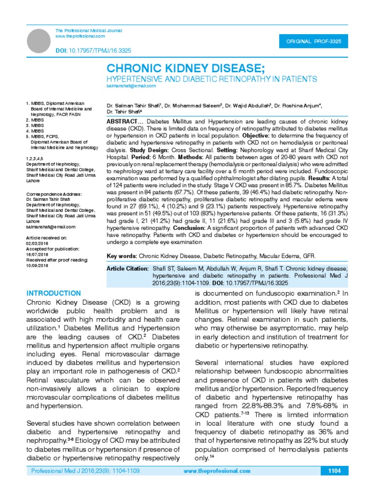 CKD journal Chronic Kidney Disease Renal Function