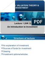 6127bueg: Valuation Theory & Investment: Lecture 1 (WK 3) An Introduction To Investment