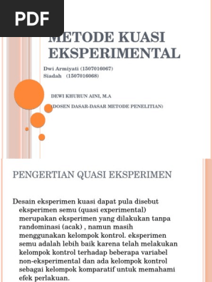 Metode Kuasi Eksperimental
