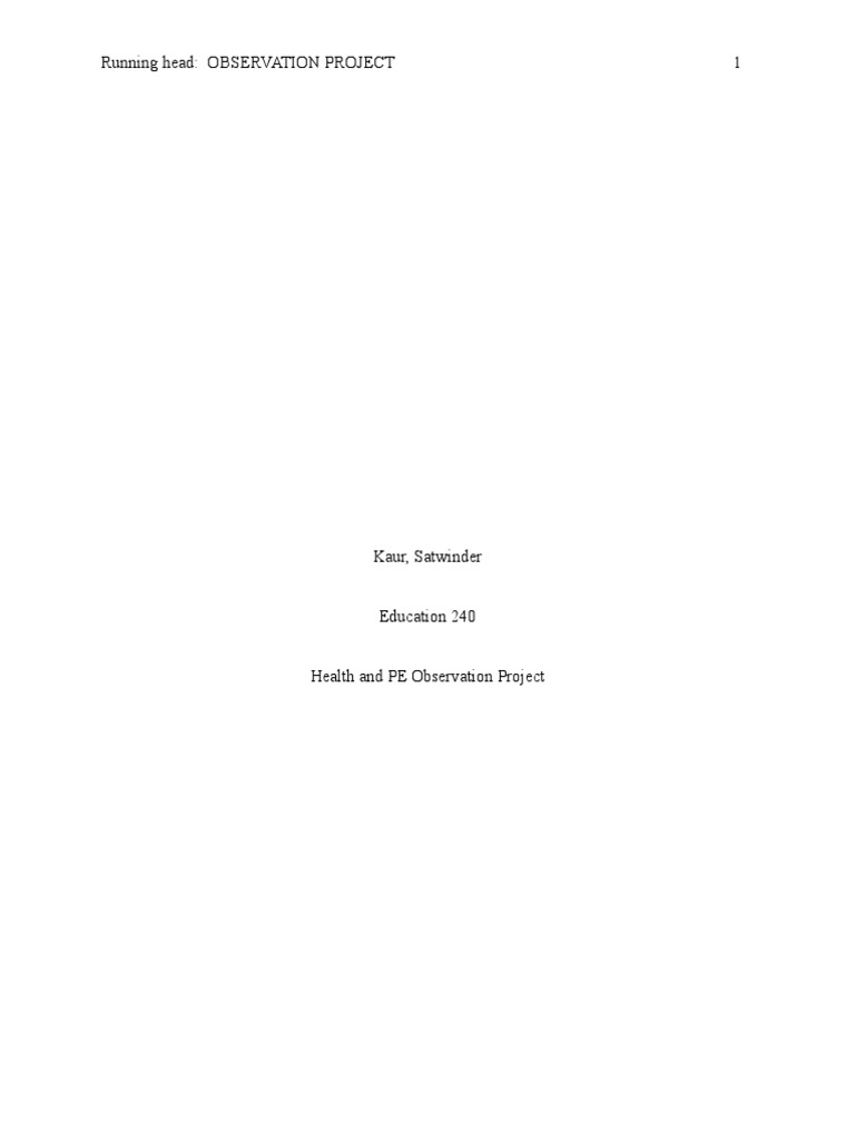 Observation Project | PDF
