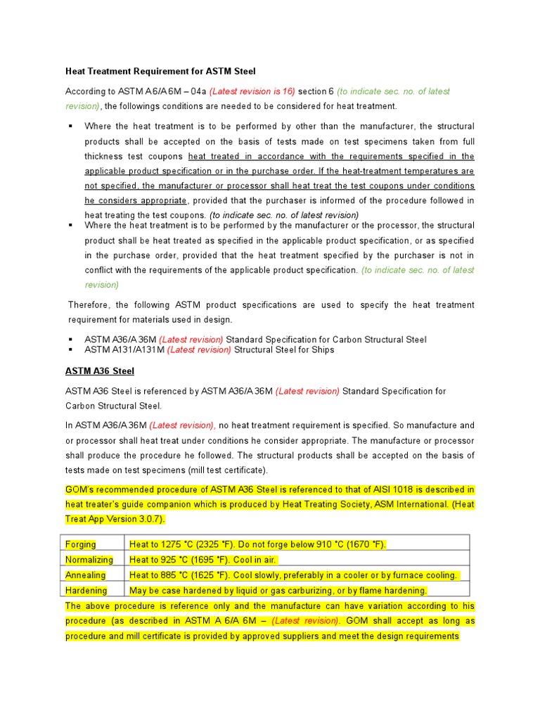 Heat Treatment Requirement For API Design Packages | PDF | Heat ...