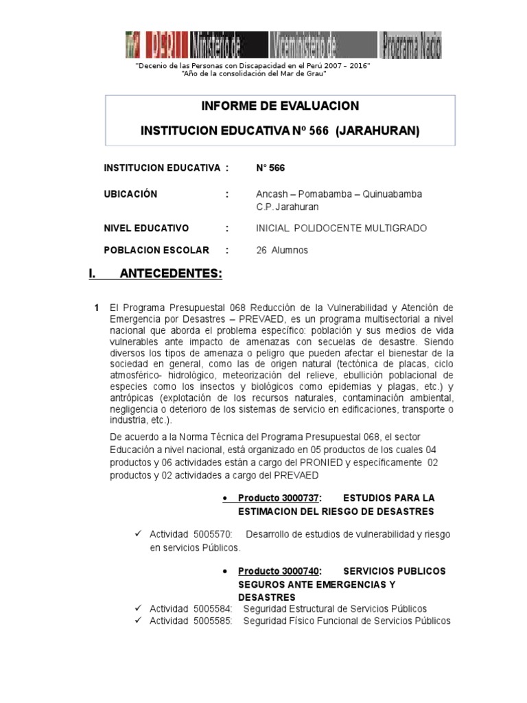 Modelo de Informe Tecnico | PDF | Drenaje | Perú