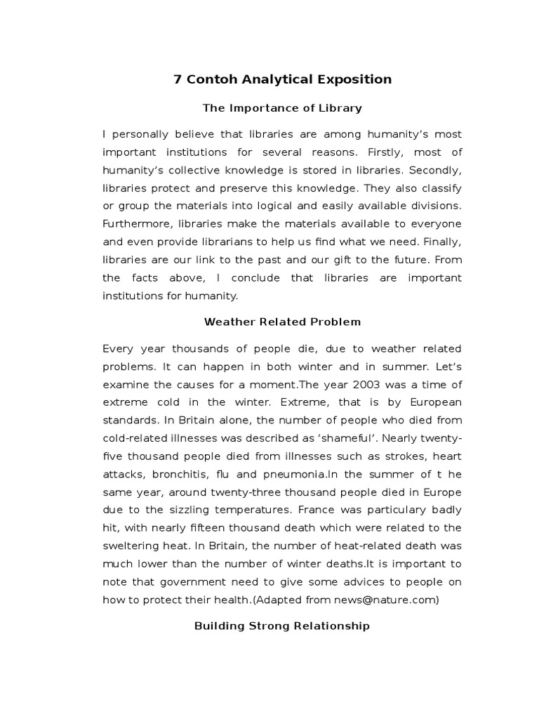Contoh Teks Analytical Exposition Dan Terjemahannya