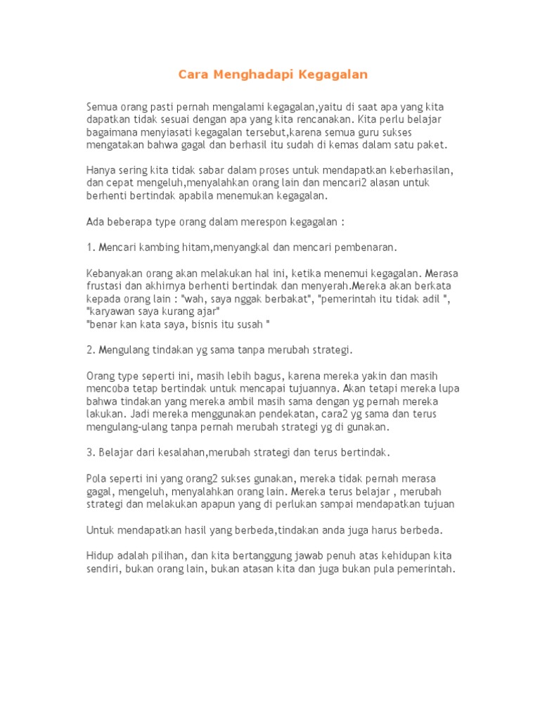 Cara Menghadapi Kegagalan