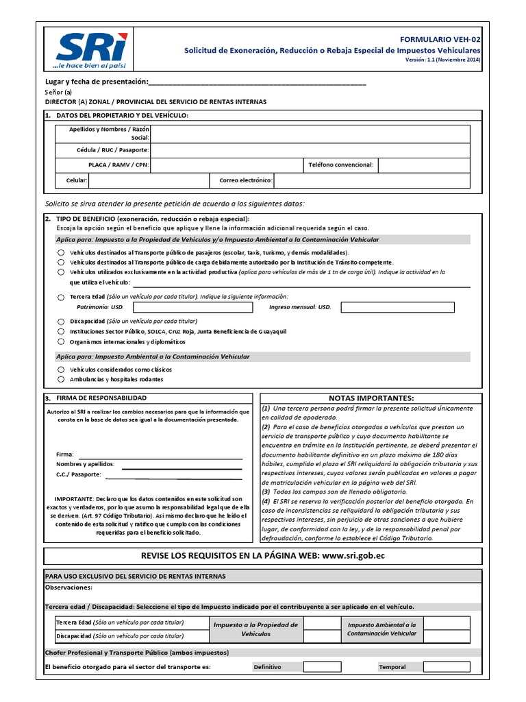 Formulario Veh-02 30082014 | PDF | Impuestos | Transporte público