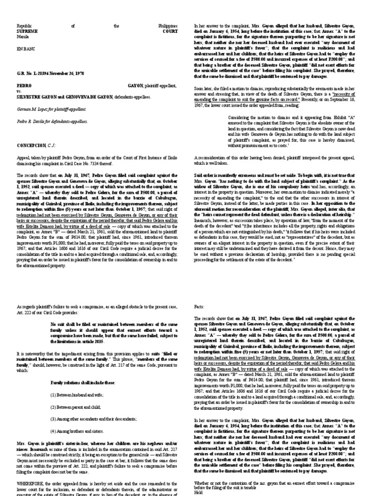 Gayon Vs Gayon | PDF | Lawsuit | Deed