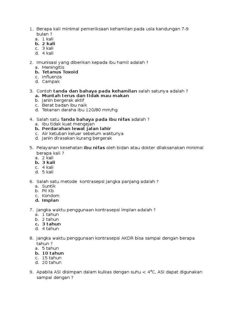 Contoh Soal Kasus Kehamilan Dan Jawabannya Pendidikan Soal