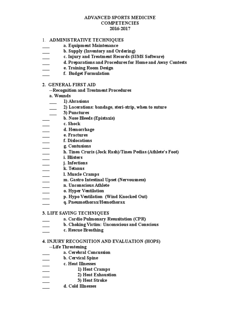 Advanced Sports Medicine Competencies Guide | PDF | Anatomical Terms Of ...